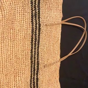 Raffia Straw, Handles- 100% Leather-Measurements: 19" x 14"; Handle Drop- 9"